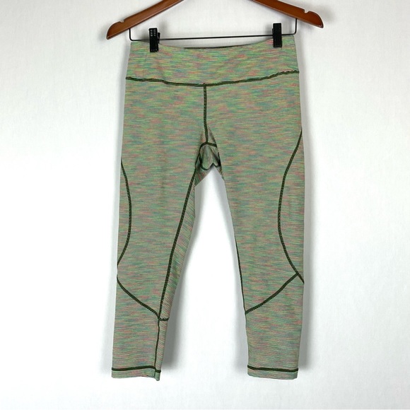 Zella Neon Striped Crop Leggings - Medium - Picture 2 of 13